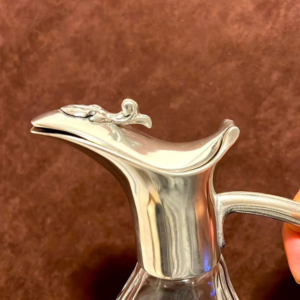 JEAN GOARDERE VINTAGE 1960 Elegant Glass and Tin Carafe, Ewer, Decanter, Pitcher